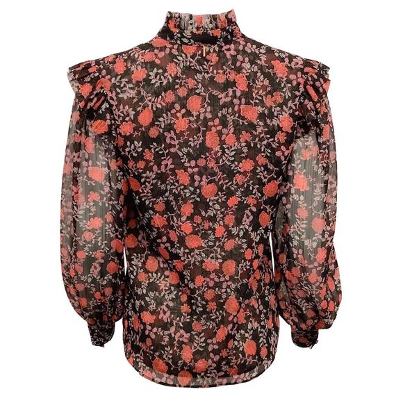 MISA Los Angeles NWT Red & Black Floral Ruffle Blouse Top – Medium - Picture 6 of 15